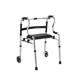 Foldable Multi-Functional Walker with Seat and Wheels for Elderly Mobility Support